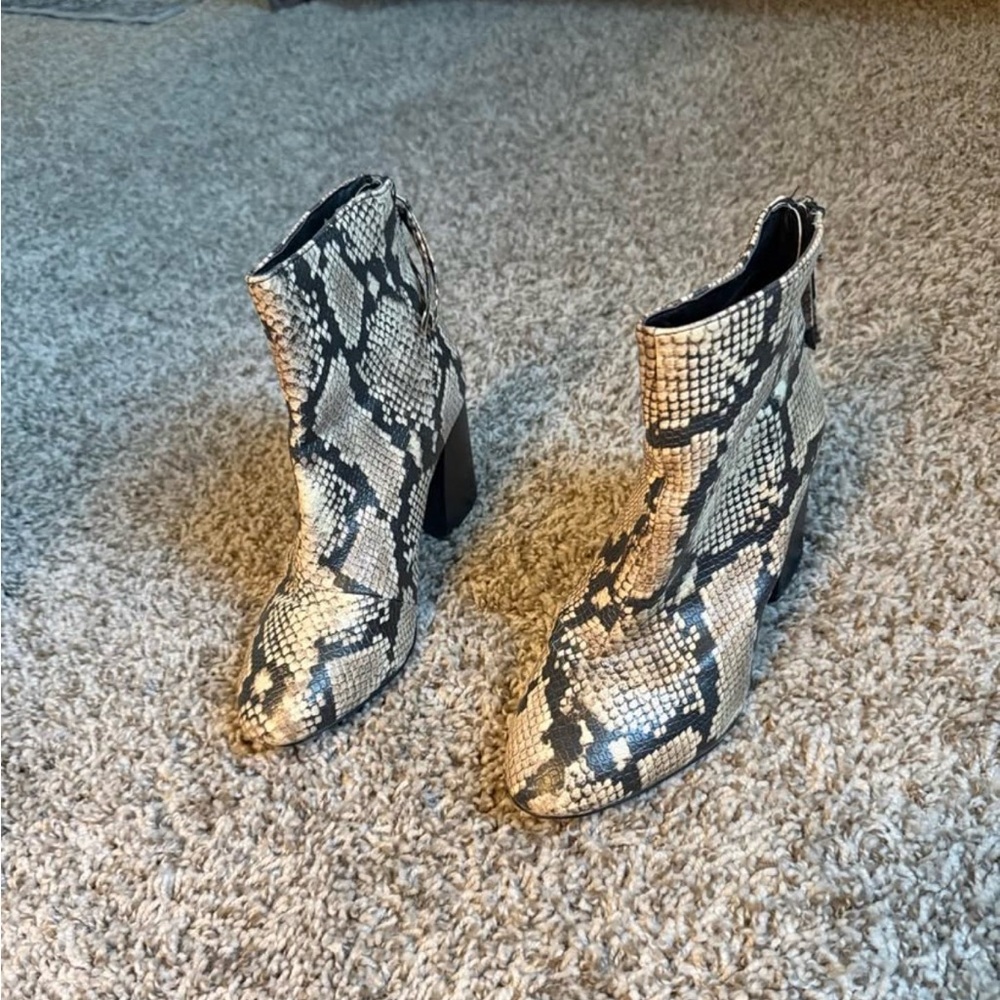 Snakeskin Patterned Ankle Boots